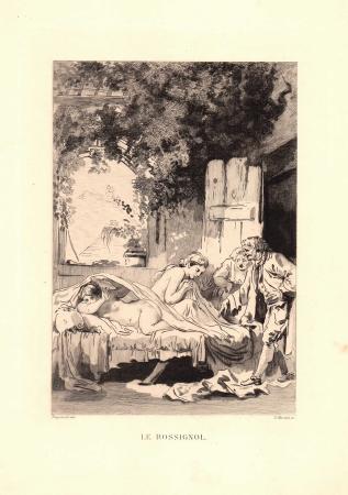 Art work by Adolphe Potémont Martial  Le Rossignol - print paper 